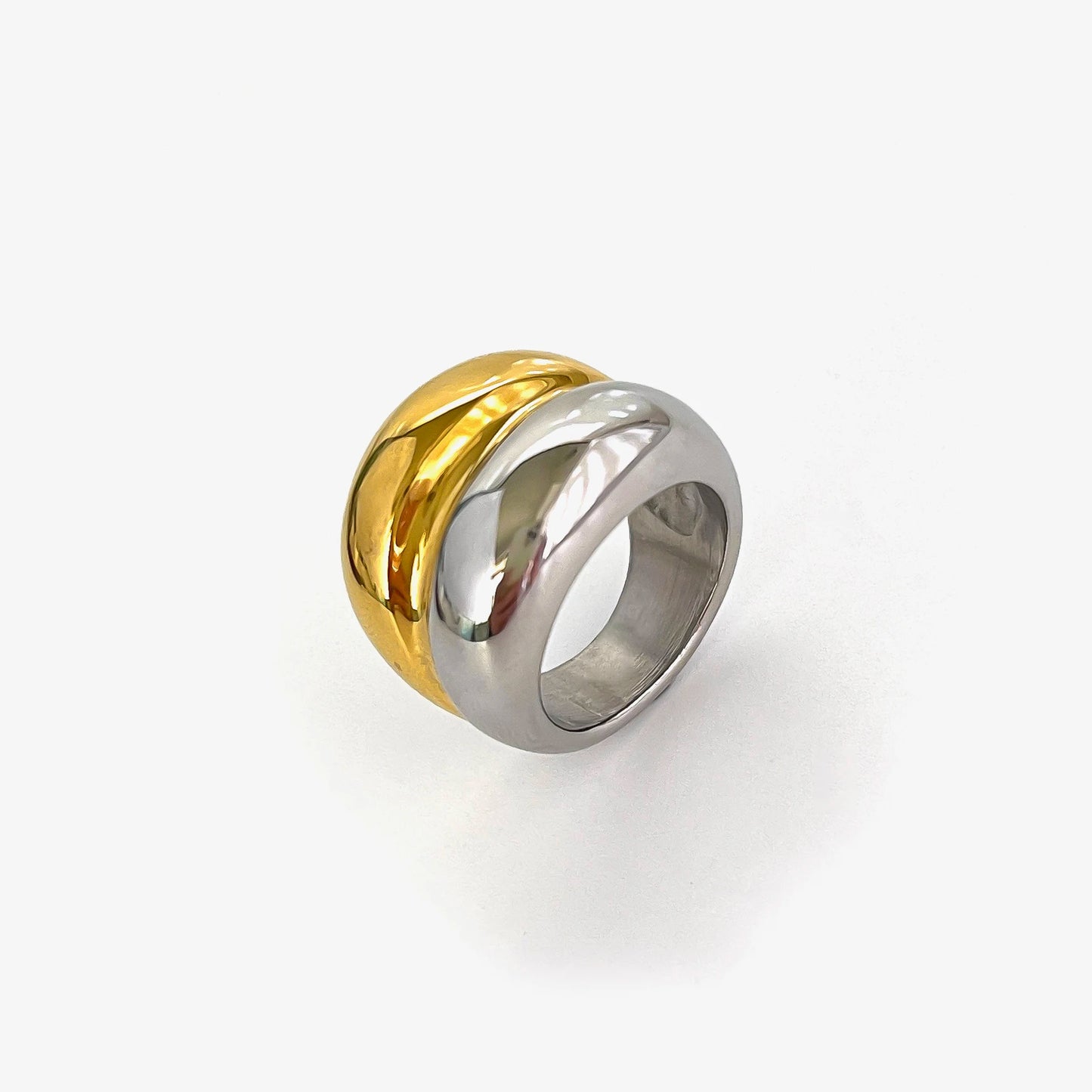 Bold Two-Tone Dome Ring