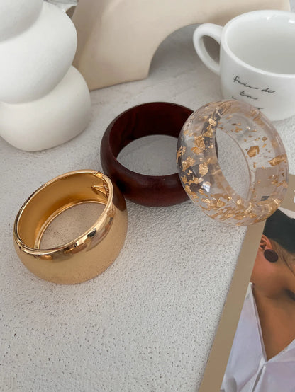 Bold Wood & Resin Geometric Bangles