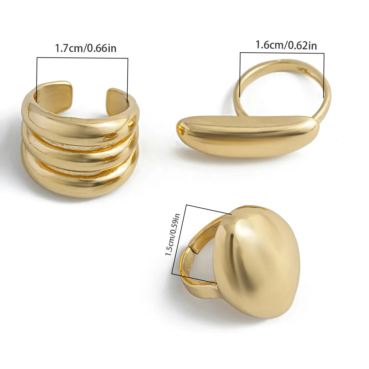 Gold & Silver Plated Geometric Ring Set