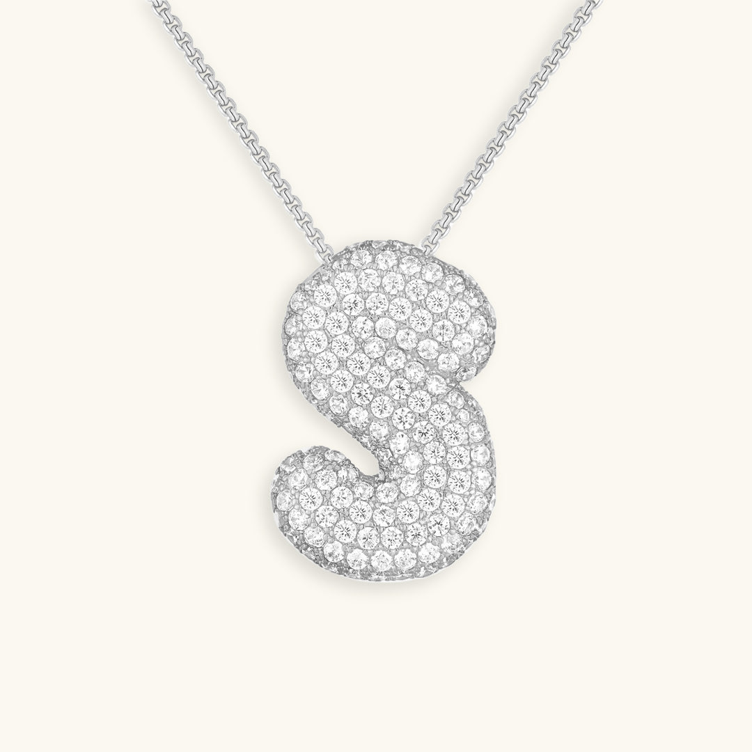 Elegant Bubble Initial Diamond Look Necklace