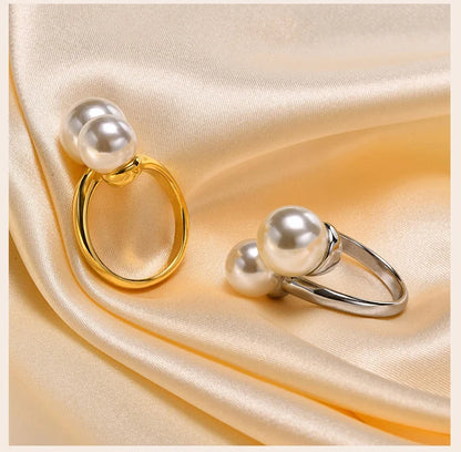 Bypass Cuff Ring with Simulated Pearl