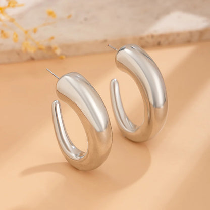 Vintage Geometric Metal Stud Earrings