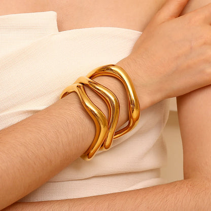 Modern Yellow Tone Cuff Bracelet