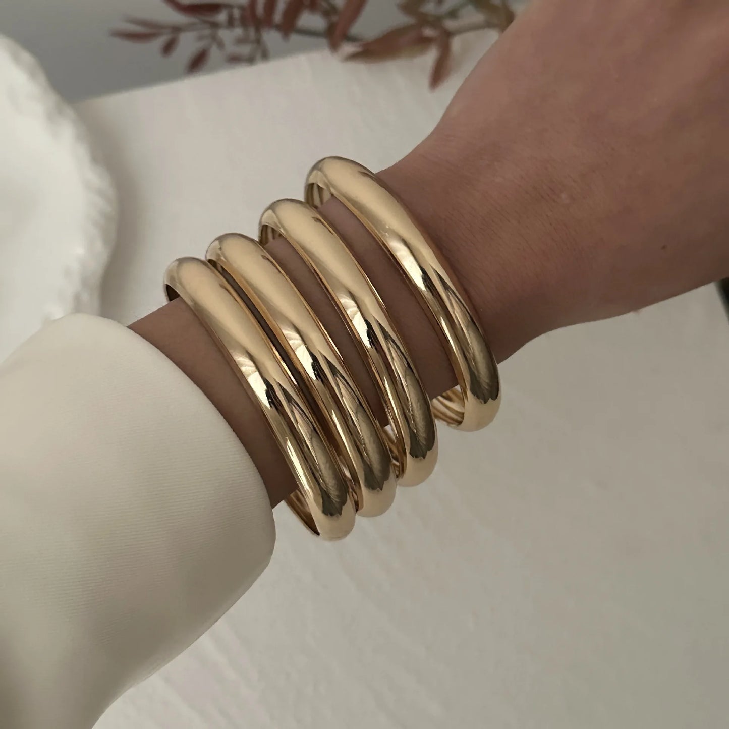 Minimalist Stacked Cuff Bangle Set