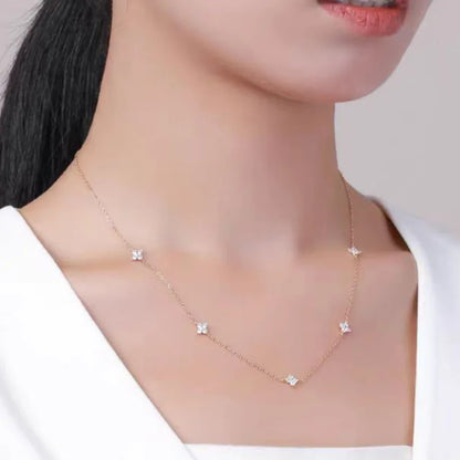 Four-Leaf Flower Zircon Inlay Choker Necklace