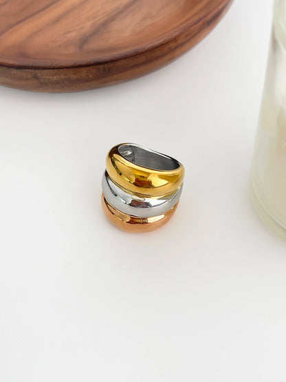 Chunky Triple-Tone Dome Ring