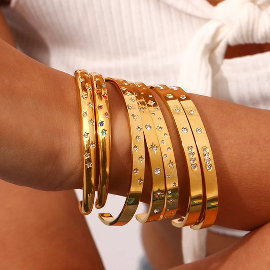Star-Embellished Open Cuff Bracelet