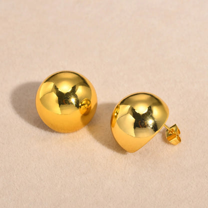 Half-Round Geometric Stud Earrings