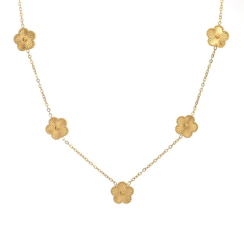 Five-Petal Double-Sided Pendant Necklace