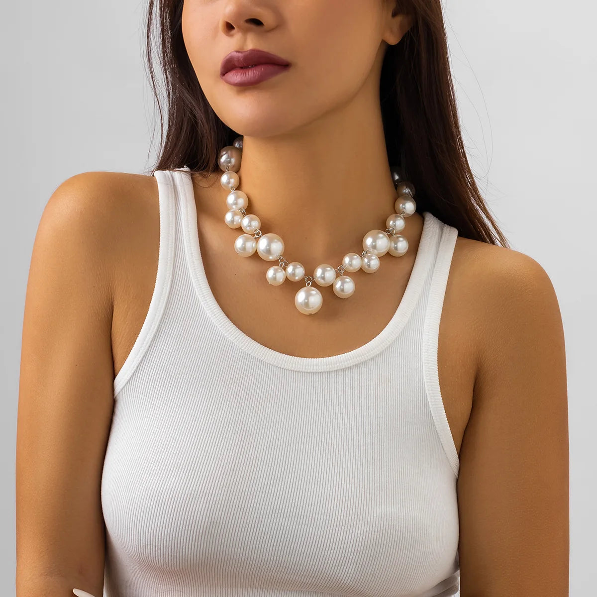 Statement Pearl Beaded Choker Necklace