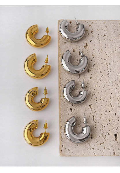Bold C-Shape Hoop Earrings