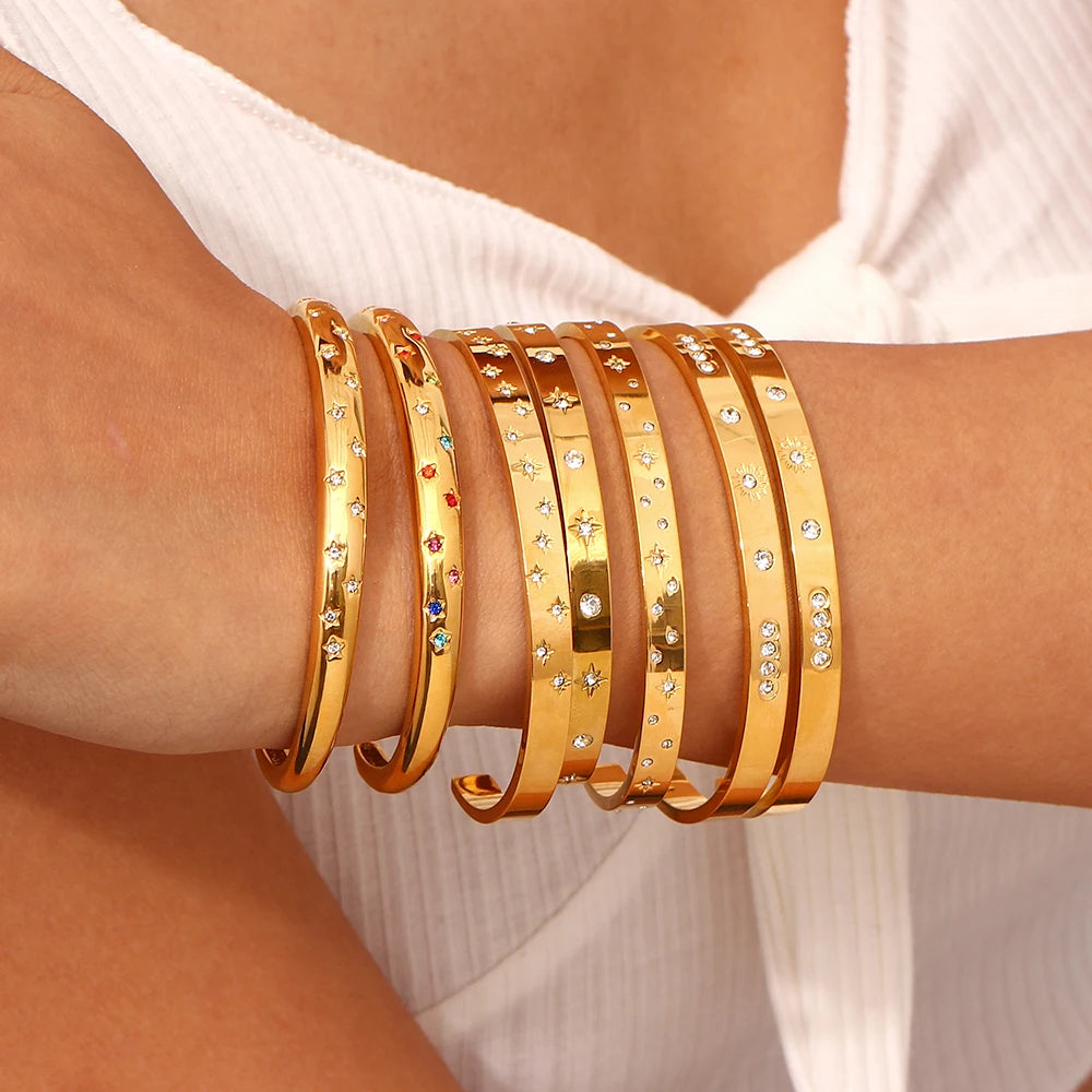 Star-Embellished Open Cuff Bracelet