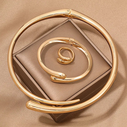 Bold Geometric Necklace & Bangle Set