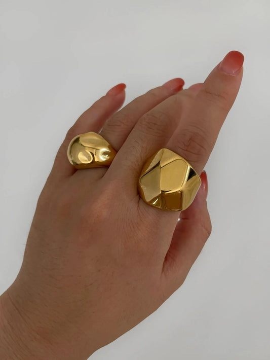 Textured Geometric Dome Ring