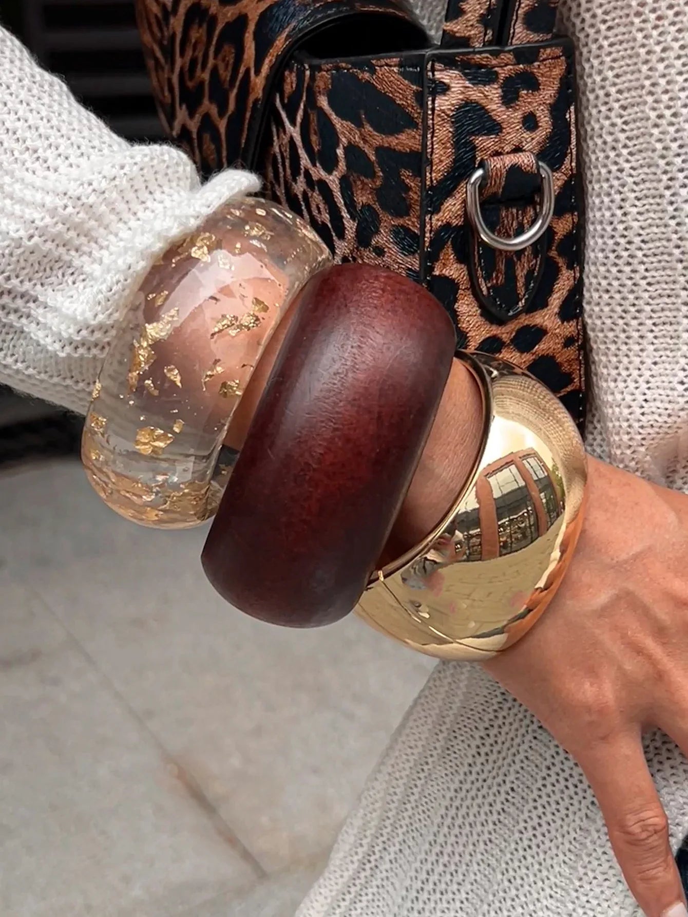 Bold Wood & Resin Geometric Bangles
