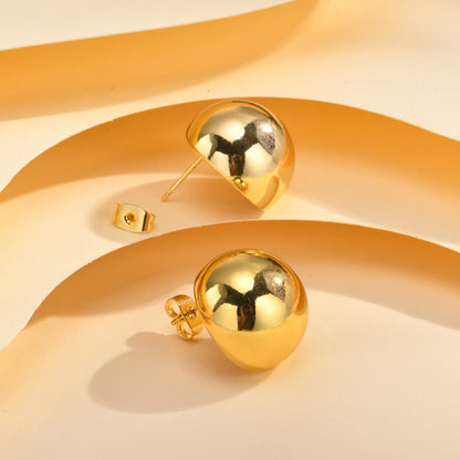Half-Round Geometric Stud Earrings
