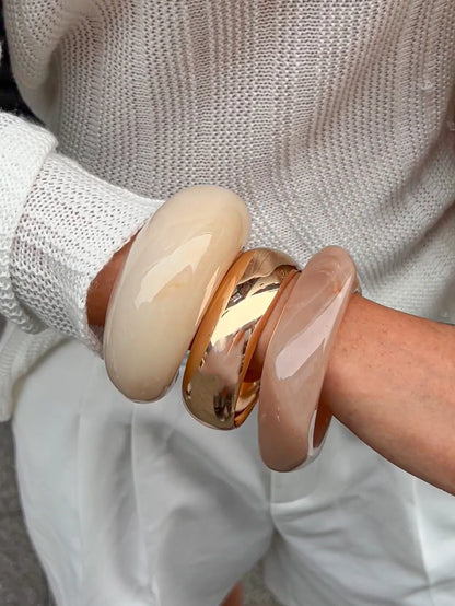 Bold Resin and Metal Cuff Bangles