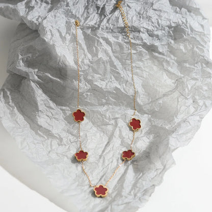 Five-Flower Clover Pendant Necklace