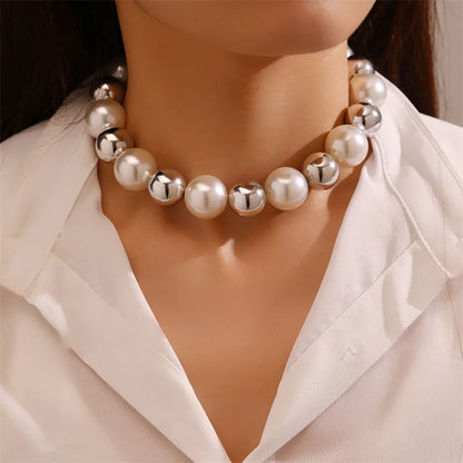 Elegant Pearl Bead Choker Necklace