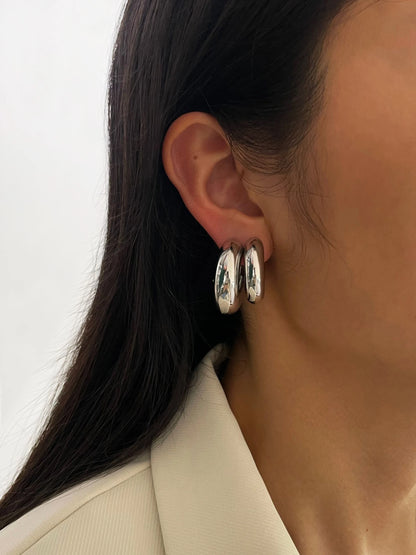 Bold C-Shape Hoop Earrings