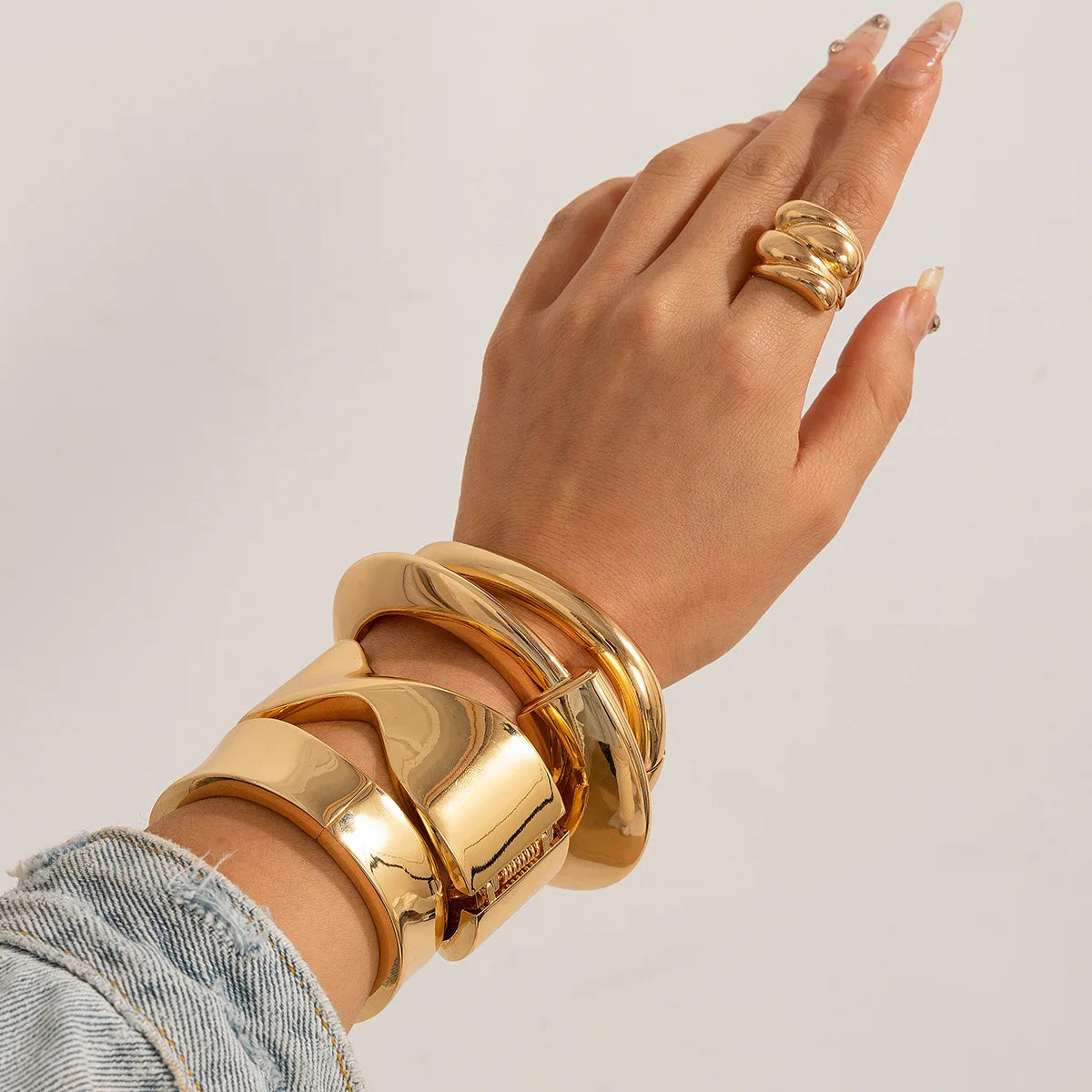 Bold Geometric Metal Cuff Bangle