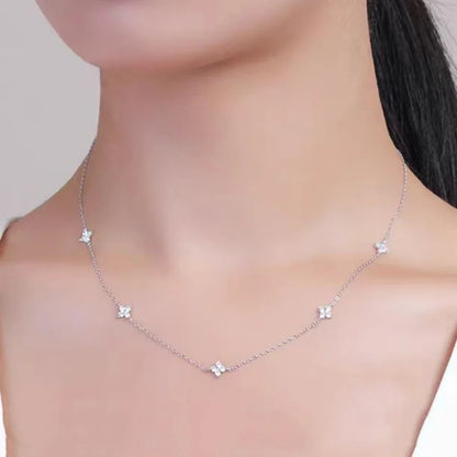 Four-Leaf Flower Zircon Inlay Choker Necklace