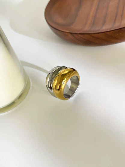 Bold Two-Tone Dome Ring