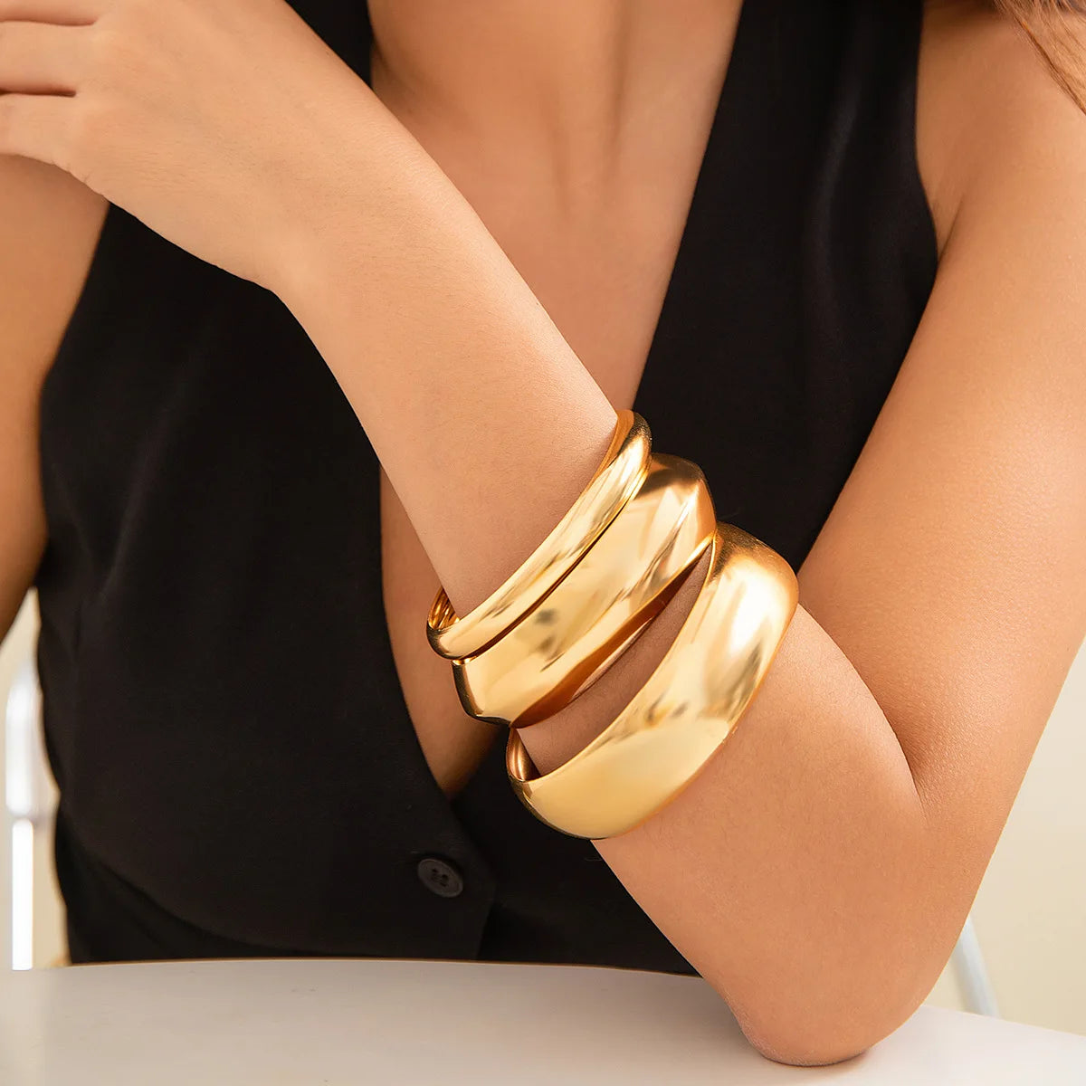 Layered Metal Cuff Bangle