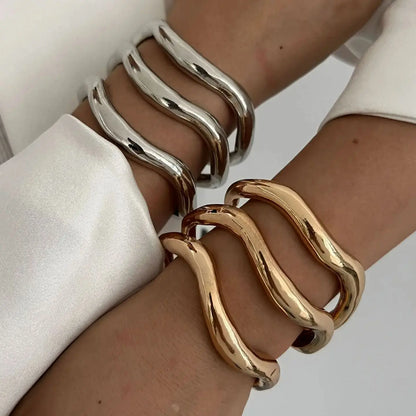 Bold Geometric Cuff Bangle Set