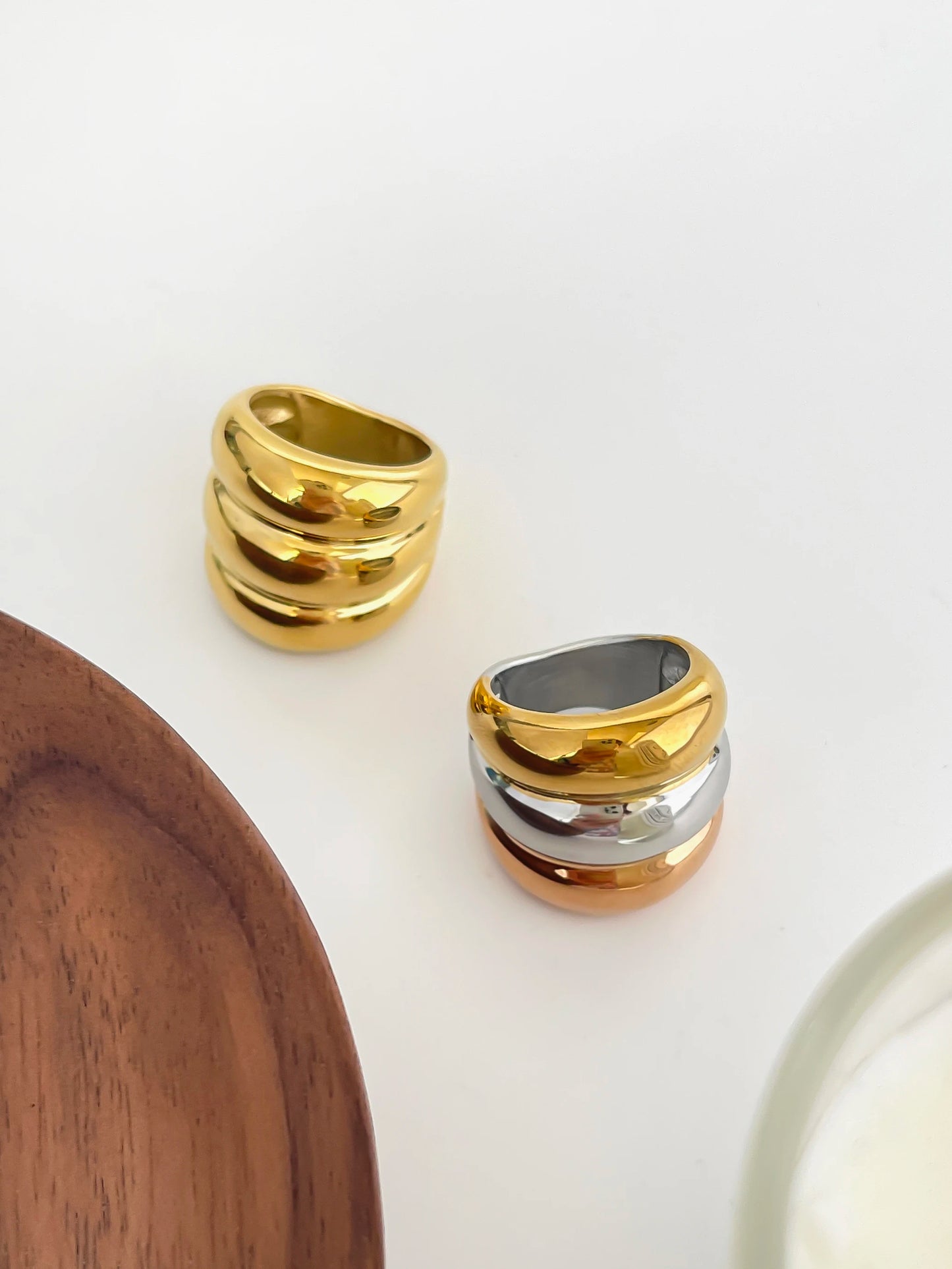 Chunky Triple-Tone Dome Ring