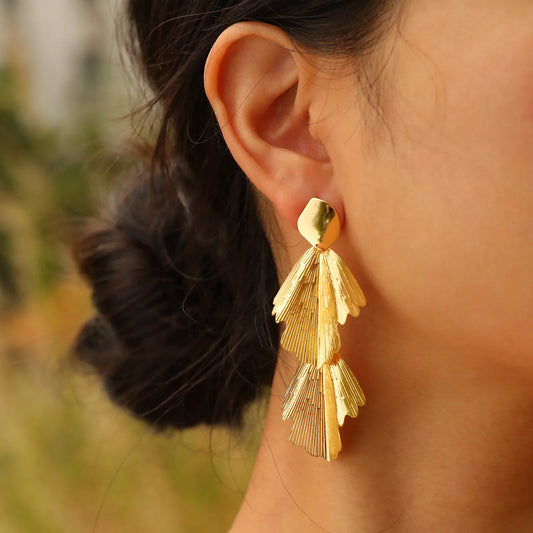 Geometric Leaf Dangle Earrings