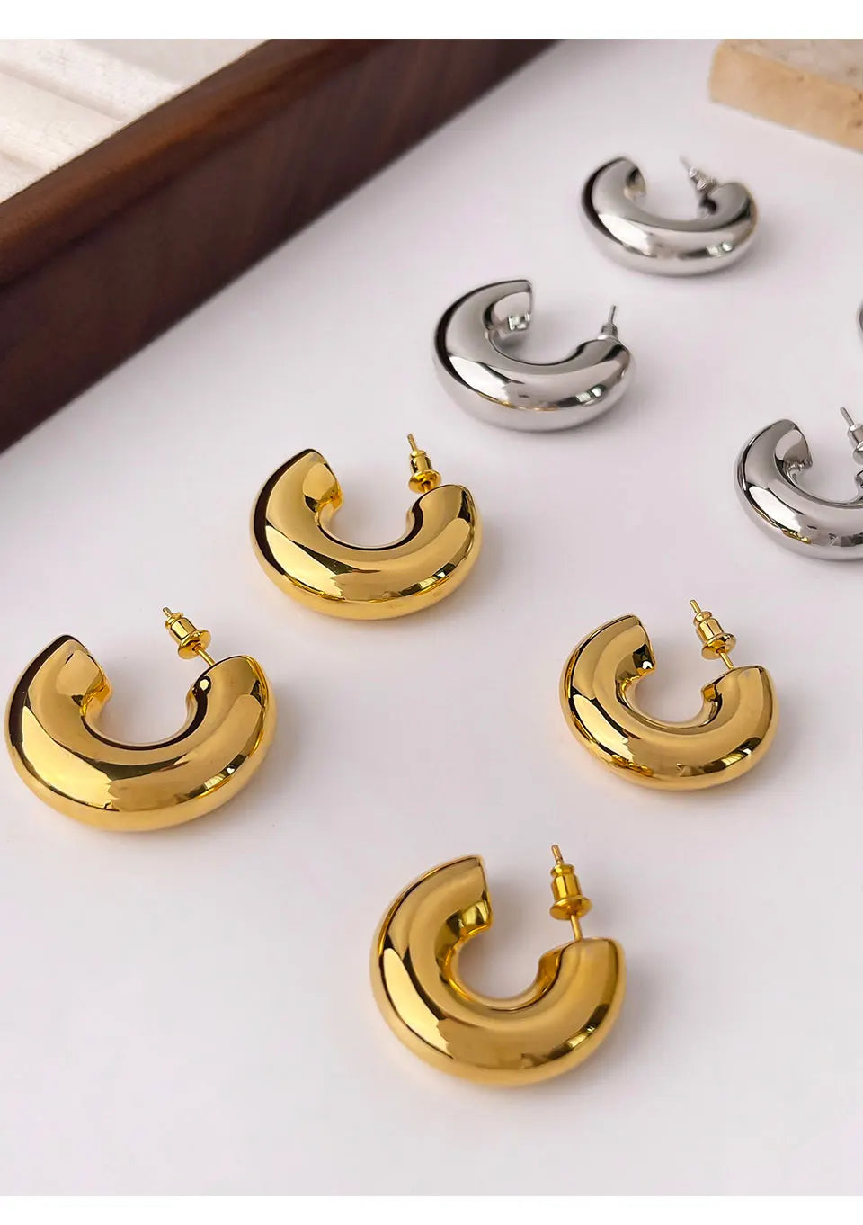 Bold C-Shape Hoop Earrings