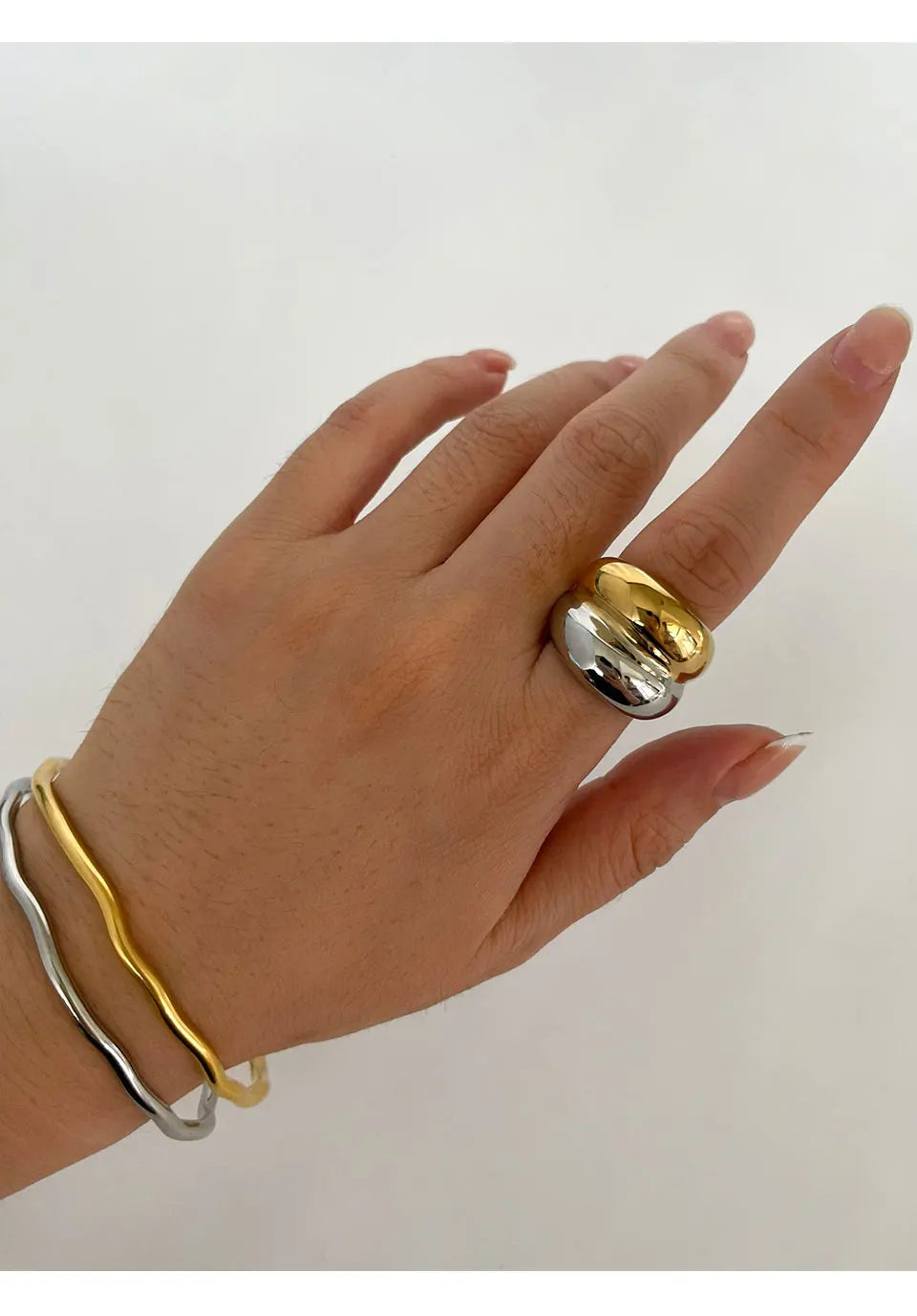 Bold Two-Tone Dome Ring