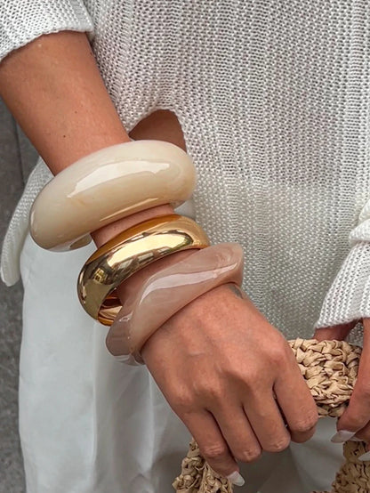 Bold Resin and Metal Cuff Bangles