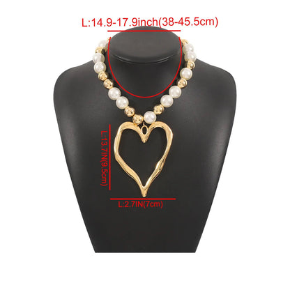 Statement Pearl Heart Choker Necklace