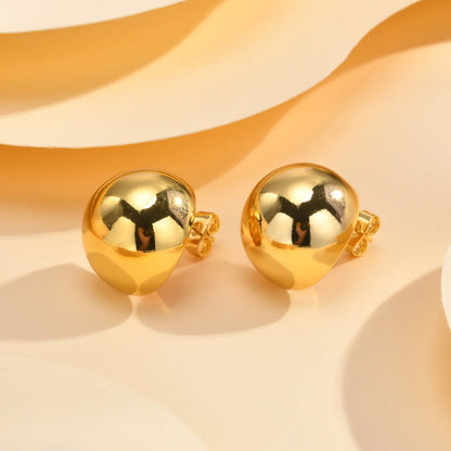 Half-Round Geometric Stud Earrings