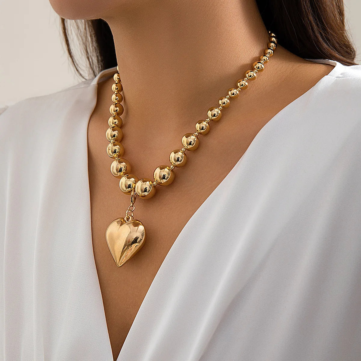 Bold Heart Pendant Choker Necklace