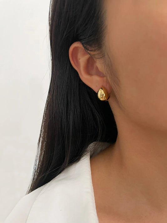 Minimalist Double-Faced Droplet Hoop Earrings