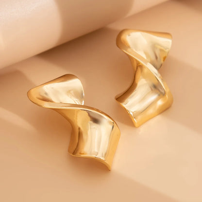 Irregular Geometric Metal Stud Earrings