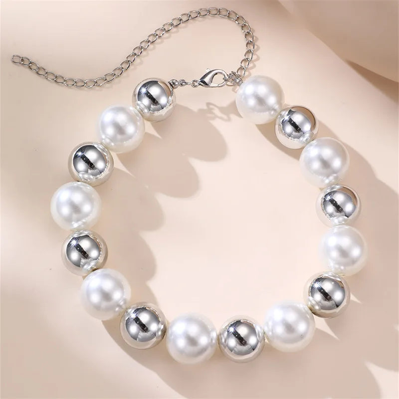 Elegant Pearl Bead Choker Necklace