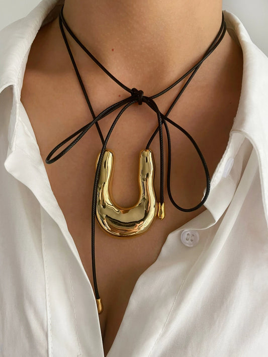 Oversized Horseshoe Pendant Necklace