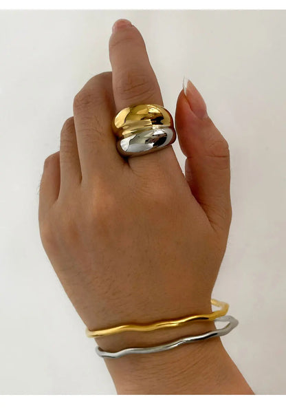Bold Two-Tone Dome Ring