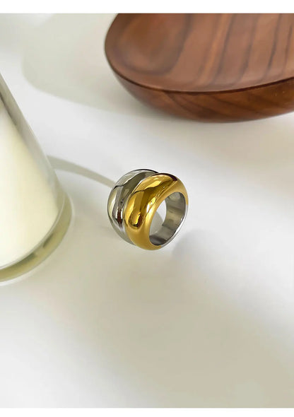 Bold Two-Tone Dome Ring