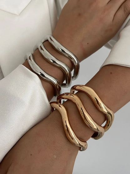 Bold Geometric Cuff Bangle Set