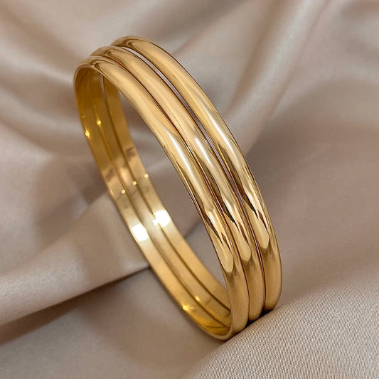 Glossy Stackable Bangle Bracelet Set