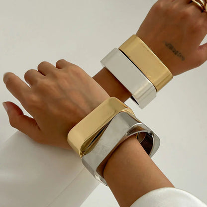 Bold Square Geometric Wide Cuff Bangle