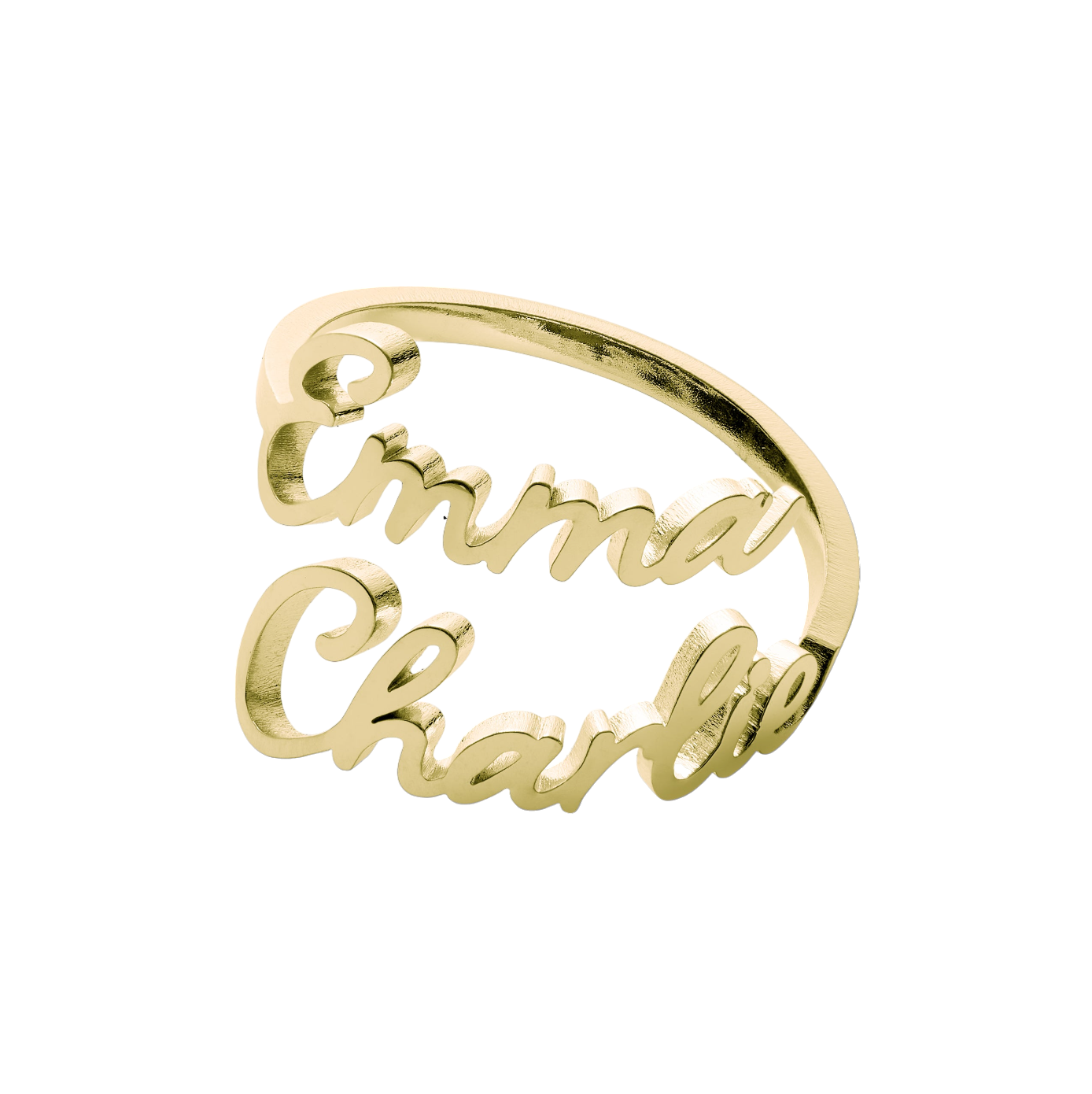 Open Band Double Name Ring
