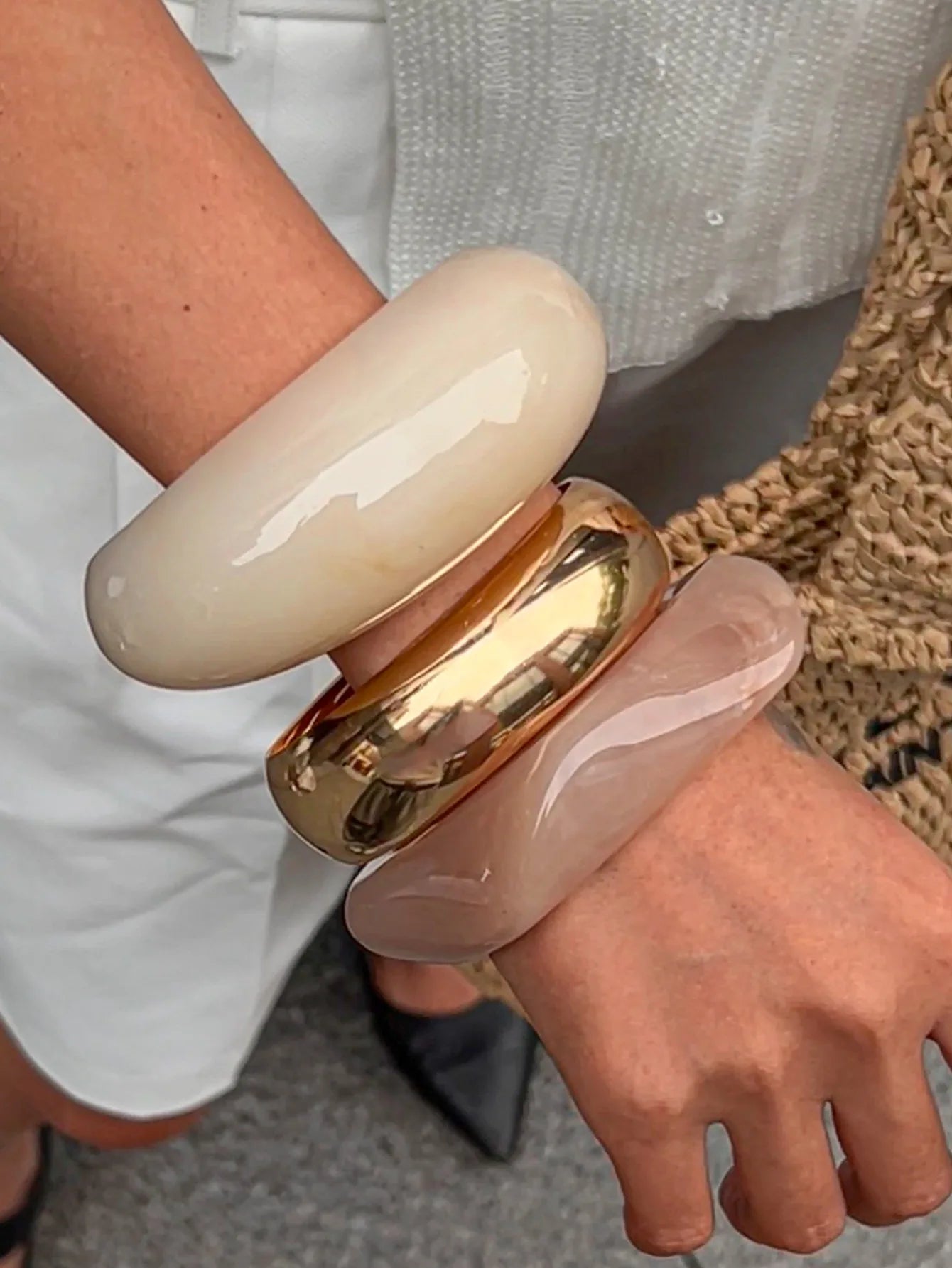 Bold Resin and Metal Cuff Bangles