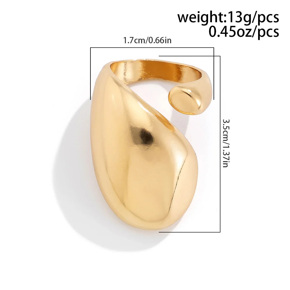 Bold Geometric Water Drop Open Ring