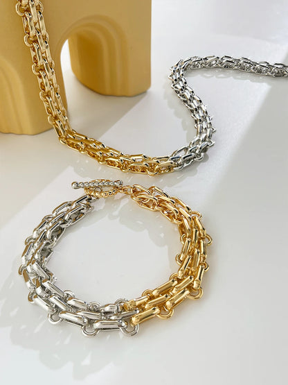 Two-Tone Chunky Link Chain Necklace